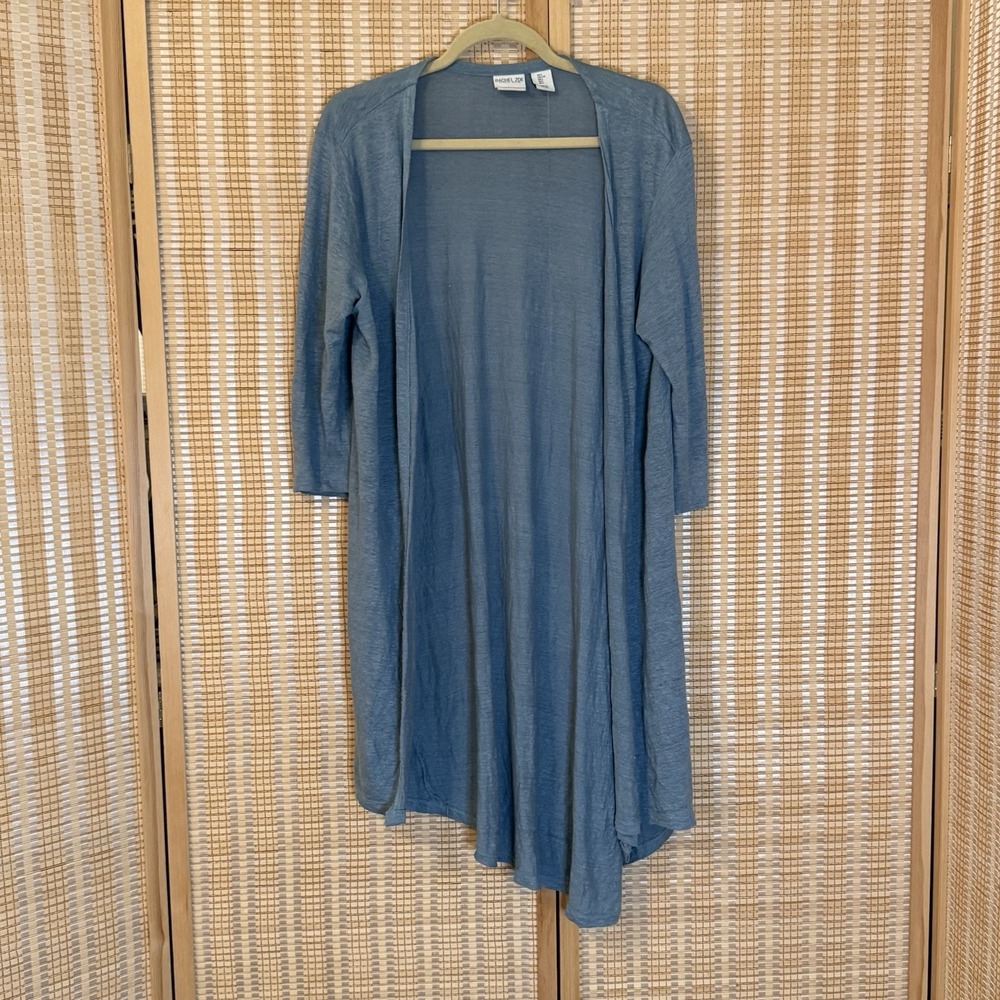 Rachel Zoe Womens L Cardigan Duster Linen Open Lightweight Librarian Office